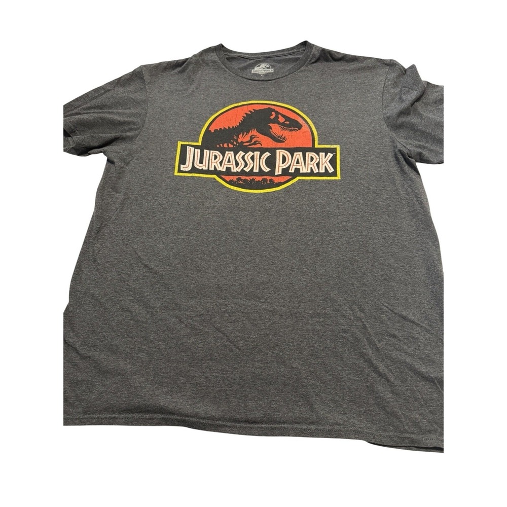 Jurassic World Mens T-Shirt XL Gray Jurassic Park Graphic Logo Short Sleeve Tee